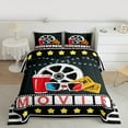 thumbnail image 2 of Manfei Movie Time Full Size Comforter Sets,Vintage Cinema Ticket Bedding Comforter Set,Red Black White Bedding Sets For Teens,Super Cozy Room Decor Reversible,3 Pieces, 2 of 8