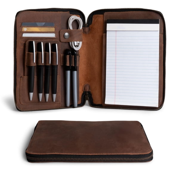 Leather Worx, Rustic A5 Notebook (5.75 x 8.25 inch.) Portfolio Binder, Executive Padfolio for Office, Personal Planner for Men and Women, Full Grain