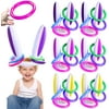 Ottoy 6 Pack Bunny Easter Inflatable Ring Toss Easter Party Games Toys Rabbit Ears Ring Toss Kids Family School Carnival Easter Party Favors Decor Indoor Outdoor Yard Lawn Games (6 Set & 24 Rings)