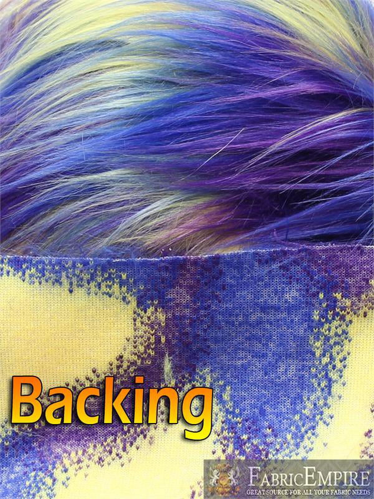 Faux Fur Fabric Long Pile 3 TONE RAINBOW YELLOW BLUE PURPLE/ 60" Wide / Sold by the yard