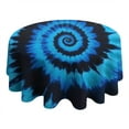 thumbnail image 4 of Blue Tie Dye Mandala Pattern Round Tablecloth 60"x60",Wrinkle Wipeable Table Cloth for Kitchen Dining Room Picnic Patio Party, 4 of 6
