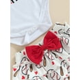 thumbnail image 6 of Bagilaanoe 3pcs Newborn Baby Girl Short Pants Set Letter Print Short Sleeve Romper Tops + Ruffle Shorts + Headband 3M 6M 9M 12M 18M Infant Casual Summer Outfits, 6 of 8
