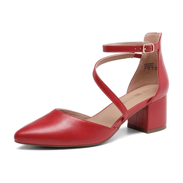 Zapatos de Tacón con Correa al Tobillo para Mujer DREAM PAIRS Rojo Tacón de 5 cm