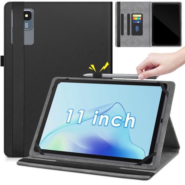 Funda protectora de piel negra para tablet DETUOSI de 11 pulgadas
