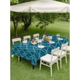 thumbnail image 3 of Outdoor Tablecloth with Umbrella Hole and Zipper, Teal Blue Stripes Rectangle Table Cloth 60x102 Inch Waterproof Tablecloth, Simple Geometric Modern Monochrome Picnic Table Cover for Patio Camping, 3 of 7