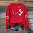 thumbnail image 4 of Qepwscx Womens Shirts Long Sleeve Red Valentine'S Day Crewneck Sweatshirt Love Heart Printed Ladies Blouses Tops For Women Trendy Pullover Sweatshirt Graphic Tops & T-Shirtsholiday Party Tees Tops, 4 of 7