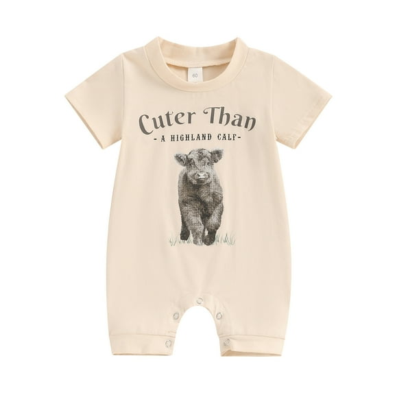 Bainana Summer Romper For Newborn Baby Cartoon Print Short Sleeve Comfort Fit Bodysuit Casual Girls Boys Crew Neck Clothes Size 0-3 Months