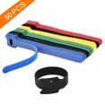 thumbnail image 1 of Paquete de 50 bridas para cables de sujeción reutilizables, bridas para cables ajustables de primera calidad de 6 pulgadas, correas de gestión de cables de tela de microfibra, gancho, 1 of 5