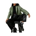 thumbnail image 3 of Women Faux Leather PU Jackets Turndown Collar Oversized Blazer Coats Motor Bike Loose Fit Pockets Outwear, 3 of 8