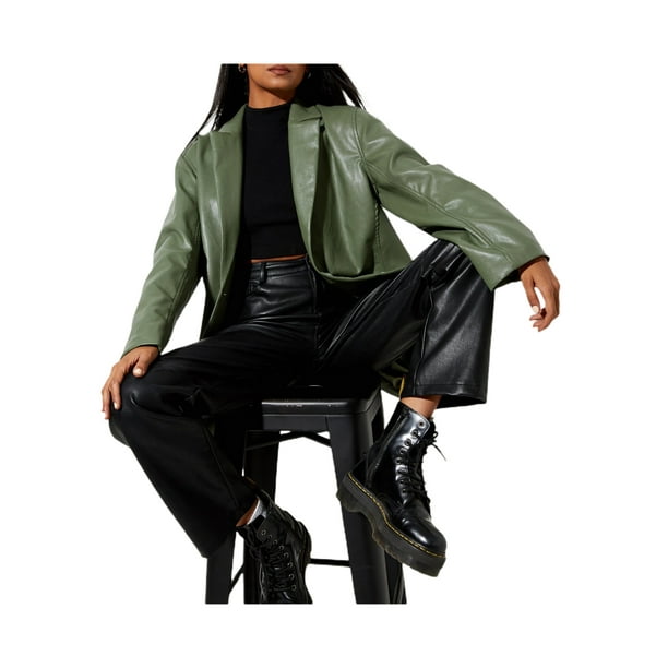 Wassery Female Jackets Solid Color Tailored Collar Long Sleeve