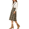thumbnail image 4 of MODA NOVA Junior's Retro Plaid Tartan A-Line Suspender Midi Skirt, 4 of 5