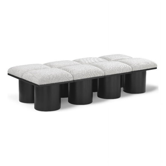 Meridian Furniture Pavilion Cream Boucle Fabric Bench