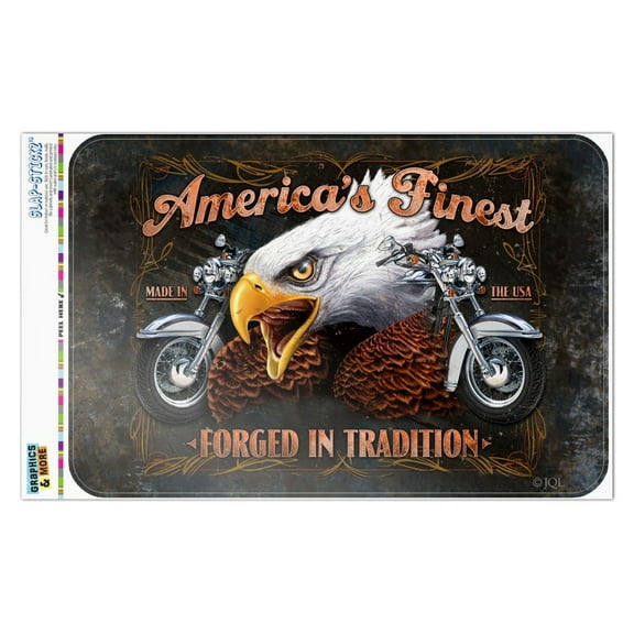 Motorcycle America's Finest Forged In Tradition USA Eagle Home Business Office Sign