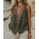 thumbnail image 2 of Camiseta sin mangas Chovity con bordado mexicano para mujer, lino de verano, 2 of 3
