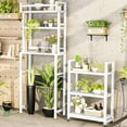 thumbnail image 5 of LinkRomat 6-Tier Farmhouse Bathroom Shelf, Over Toilet Organizer with Rolling Cart & 6 Hooks, Space Saving Storage Rack for Bathroom, White, 5 of 8