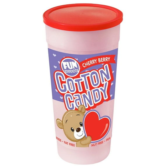Fun Sweets Brand 4oz Teddy Bear Cherry Berry Cotton Candy - Nut Free & Gluten Free