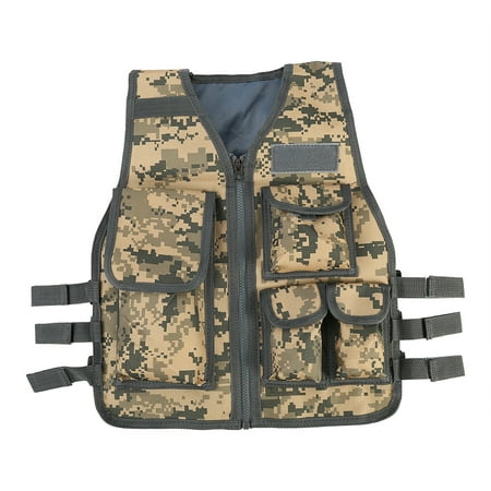 - Kids Army Combat Multi-Pocket Adjustable Camouflage Vest - Woodland Camo, Ages 5-13yrs