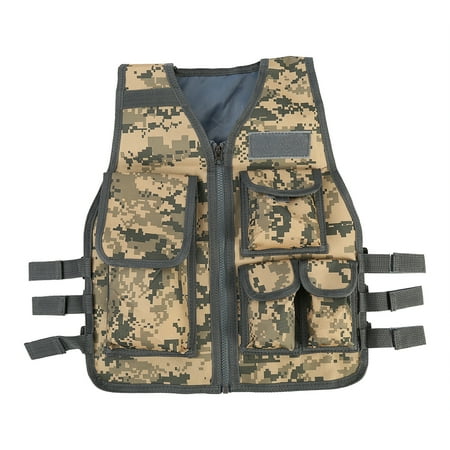 Kids Army Combat Multi-Pocket Adjustable Camouflage Vest - Woodland Camo, Ages 5-13yrs