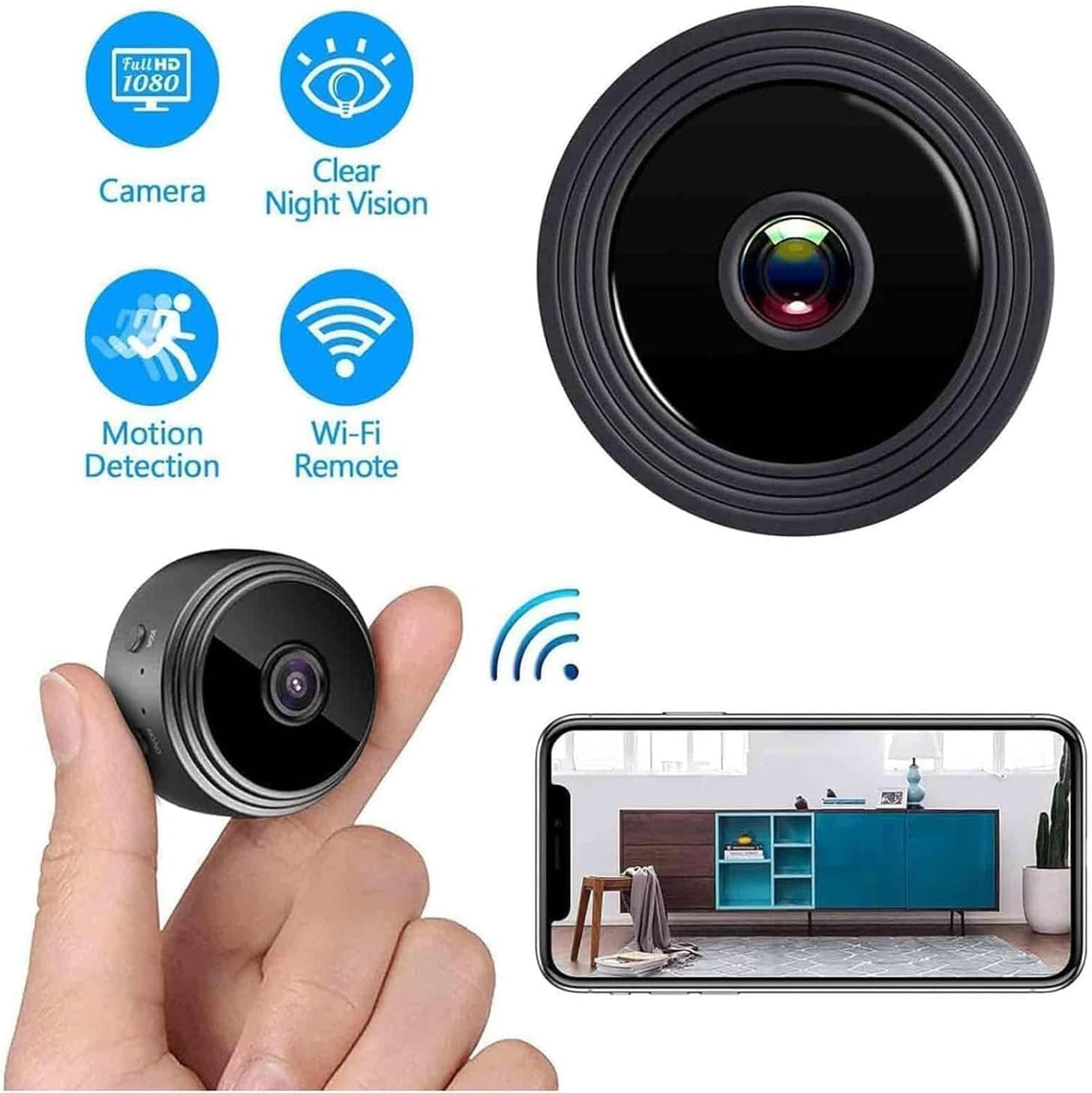 Guardhouse Camera, Guard House Security Camera, 1080p HD Magnetic Mini Wireless WiFi Cameras, with Wide-Angle Lens ＆ Smart Alarm for Home, Door, Garage (2pcs)