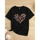 thumbnail image 4 of Women's Casual Crew Neck T-Shirt with Colorful Heart Print, Knit Fabric with Slight Stretch, All-Season Short Sleeve Top, 4 of 5