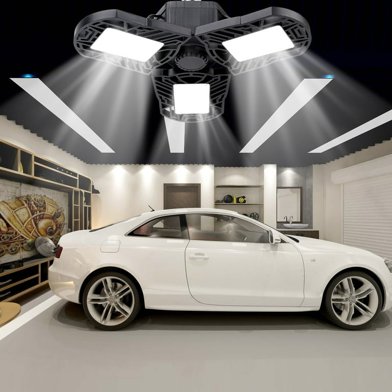 GHUSTAR 2-Pack LED Garage Light 60W Garage Lighting - 6000LM 6500K LED  Deformable Garage Ceiling Lights, LED Shop Light with Adjustable  Multi-Position