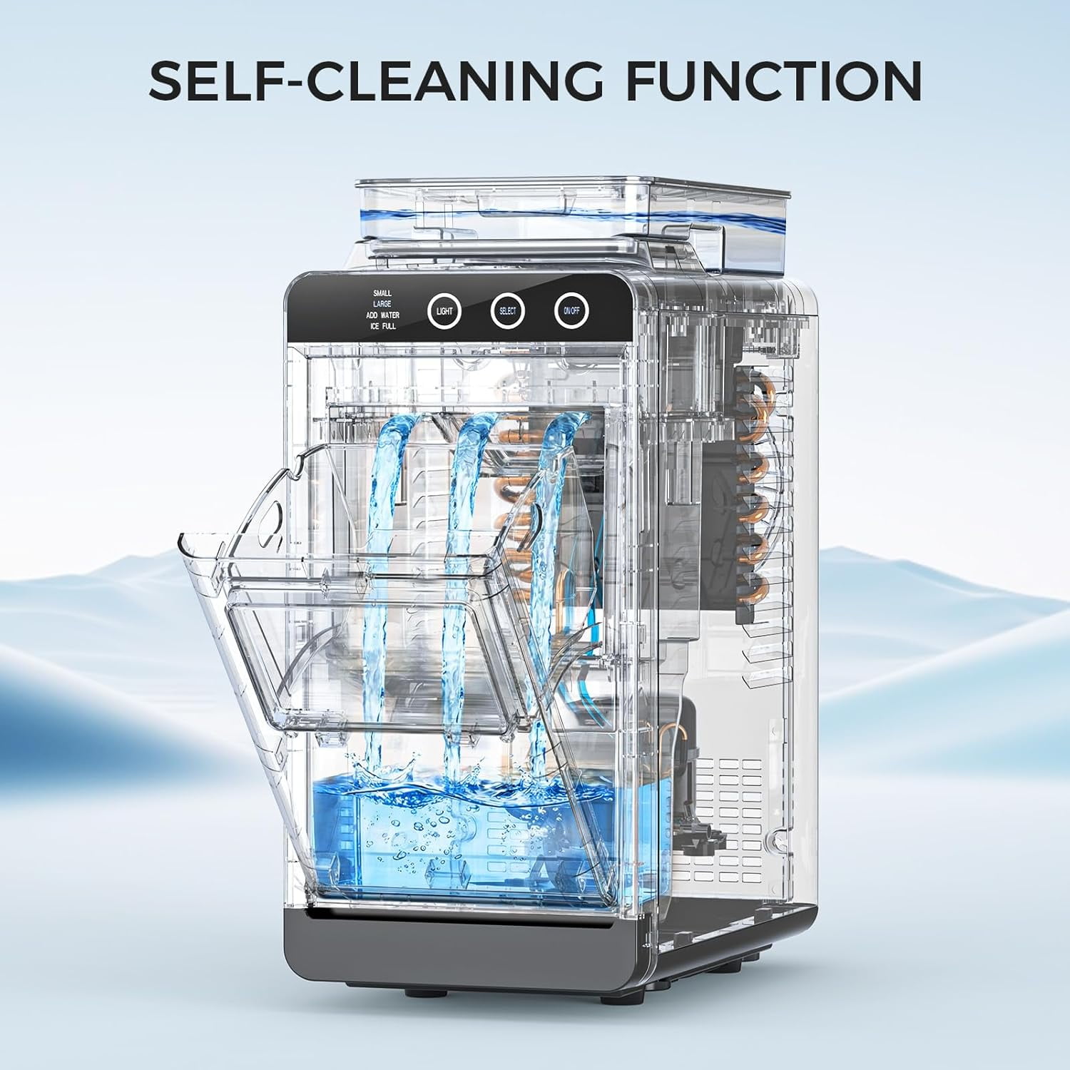 Havato Ice Makers , Countertop Ice Machine 8 Cubes in 6 Mins, 26 lbs/24Hrs,with External 1.2L Large Water Tank, Self-Cleaning Quiet Compact for Home, RV, Camping