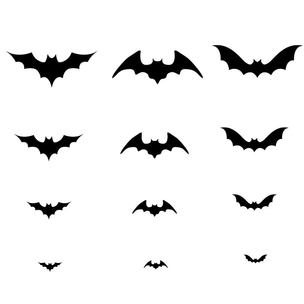 12pcs Window Stickers Halloween Party 3D Wall Decals Waterproof Bat Shape Decor 