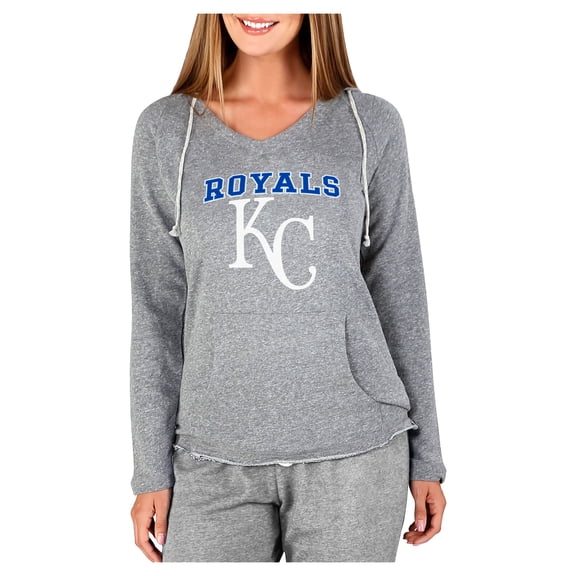 Women's Concepts Sport Gray Kansas City Royals Mainstream Terry Long Sleeve Hoodie Top