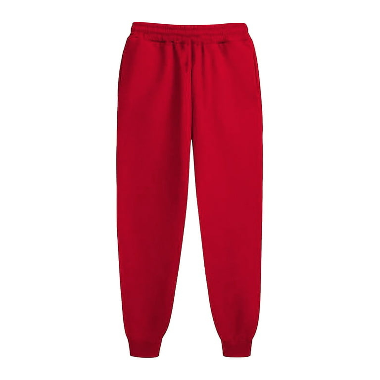 ELFINDEA Lounge Pants Women Fashion Sport Solid Color Drawstring Pocket  Casual Sweatpants Pants Red M