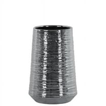 Urban Trends Collection 45721 Medium Ceramic Round Vase with Combed Design Body, Silver
