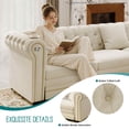 thumbnail image 3 of Timbernest 115.3" Sectional Sleeper Sofa with Pull Out Bed, L Shape Couch for Living Room, Button Tufted and Gold Trim Rolled Arms, Velvet Beige, 3 of 13