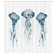 thumbnail image 2 of Ambesonne Abstract Art Shower Curtain, Jellyfish Illustration, 69"Wx84"L, Blue Grey Pale Salmon, 2 of 4