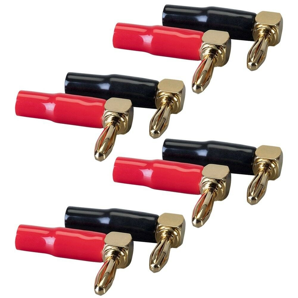 8 Pcs Right Angle Banana Plug Screw Connector Audio Speaker Amplifier