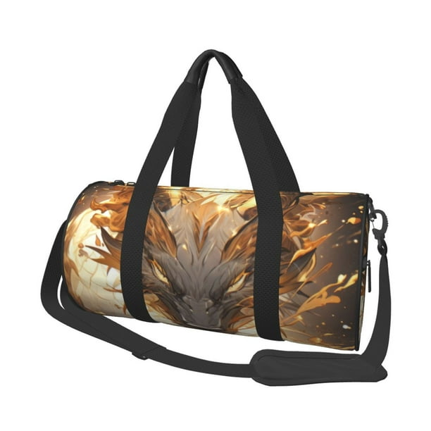 Easygdp Golden Horned White Dragon Bolsa de Viaje, Bolsa de Mano, Bolsa de Gimnasio, Bolsa de Equipaje para Viaje