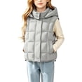 thumbnail image 2 of LOINRODI Girls Puffer Vest, Quilted Snap Button Sleeveless Hooded Warm Padded Outerwear for Cold Weather Gray Size 9-10, 2 of 9