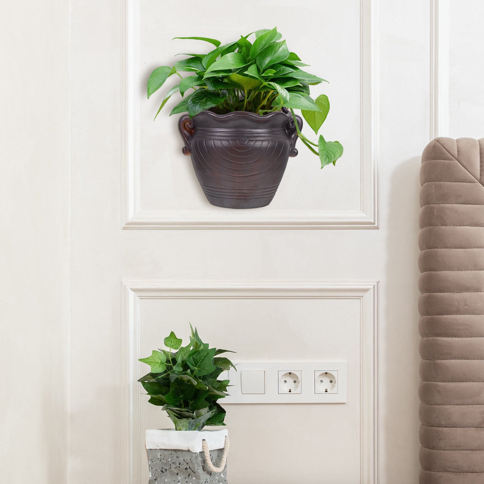 GOOHOCHY Hanging Wall Planter Ceramic Vintage Pot for Small Succulents Air Plants Artificial Plants Ceramic Hanging Planter Wall Planter Pot Hanging Flowerpot Holder