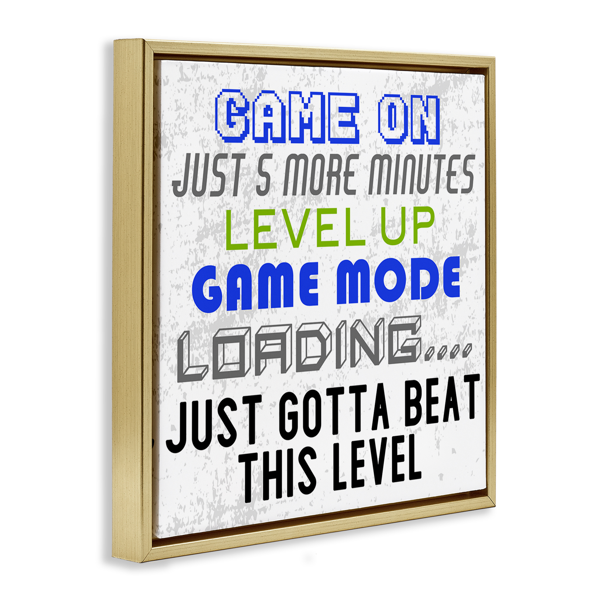 Stupell Industries Game Mode Phrases Entertainment Painting Gold Floater Framed Canvas Art Print Wall Art, 25 x 25