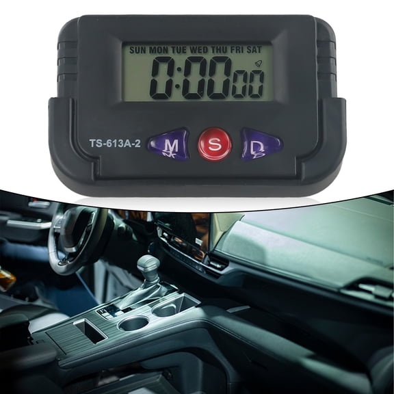 Mosiee Portable Digital Clock Car Pocket Sized Electronic Travel Alarm Clock 12-Hour Date Automotive Electronic Stopwatch Alarm Clock