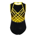 thumbnail image 3 of Sholeno Kids Girls Sparkly Gymnastics Leotard Sleeveless Crisscross Back Ballet Dance Bodysuit Shiny Activewear Gold 14, 3 of 6