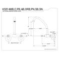 thumbnail image 2 of Kingston Brass KS514MB Kingston Two Handle Wall Mount Kitchen Faucet, Matte Black, 2 of 2