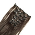 thumbnail image 3 of SHCKE Clip in Hair Extensions 24 Inch Hairpieces 8 Pieces Set Clip On Hair Extension Curly Double Weft Hair Extensions Synthetic Hairpiece for Women Dark Brown To Ash Blonde, 3 of 6