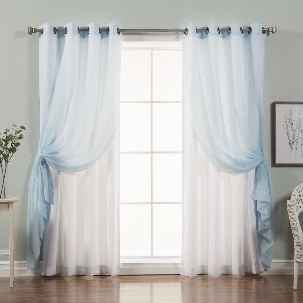 Crushed Voile Sheer & Nordic White Curtains 4pcs set Blue Walmart