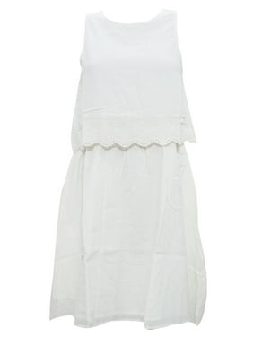 Mogul Womens Vintage White Sun Dress Beachwear Boho Dresses