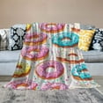 thumbnail image 2 of Autua Donuts Fleece Throw Blanket - Pink, Blue Mint Glaze, Fuzzy Plush for Women - Bed, Couch, Office  50x60in, 2 of 6