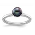 thumbnail image 2 of Auriga Fine Jewelry 925 Sterling Silver Polished Black FWC Pearl Ring for Women Size 5, 2 of 6