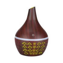 Hgallory Household Aroma Diffuser with LED Colorful Lights, 300ml Wood Grain Vase USB Desktop Aromatherapy Oil Diffusers, Quiet Portable Humidifiers for Bedroom, 1PC, A, 4.3"x4.3"x5.7"