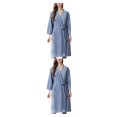 thumbnail image 4 of bedienty Peignoir Femme Absorbant l'Eau Peignoir Gaufré Uni Robe de Spa Maison Robe de Nuit Bleu TG 2Ensemble, 4 of 6