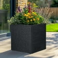thumbnail image 2 of Large Square Planter Box Handmade Wicker Tall Planters for Outdoor Plants with Removable Liners Modern Planter for Indoor Outdoor Garden Patio Front Porch - Black, 17''x17''x18'', 2 of 12