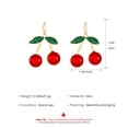 thumbnail image 5 of Pendientes con colgante de cereza para mujer, aretes de estilo central, temperamento retro, accesorios dulces y bonitos, 5 of 5
