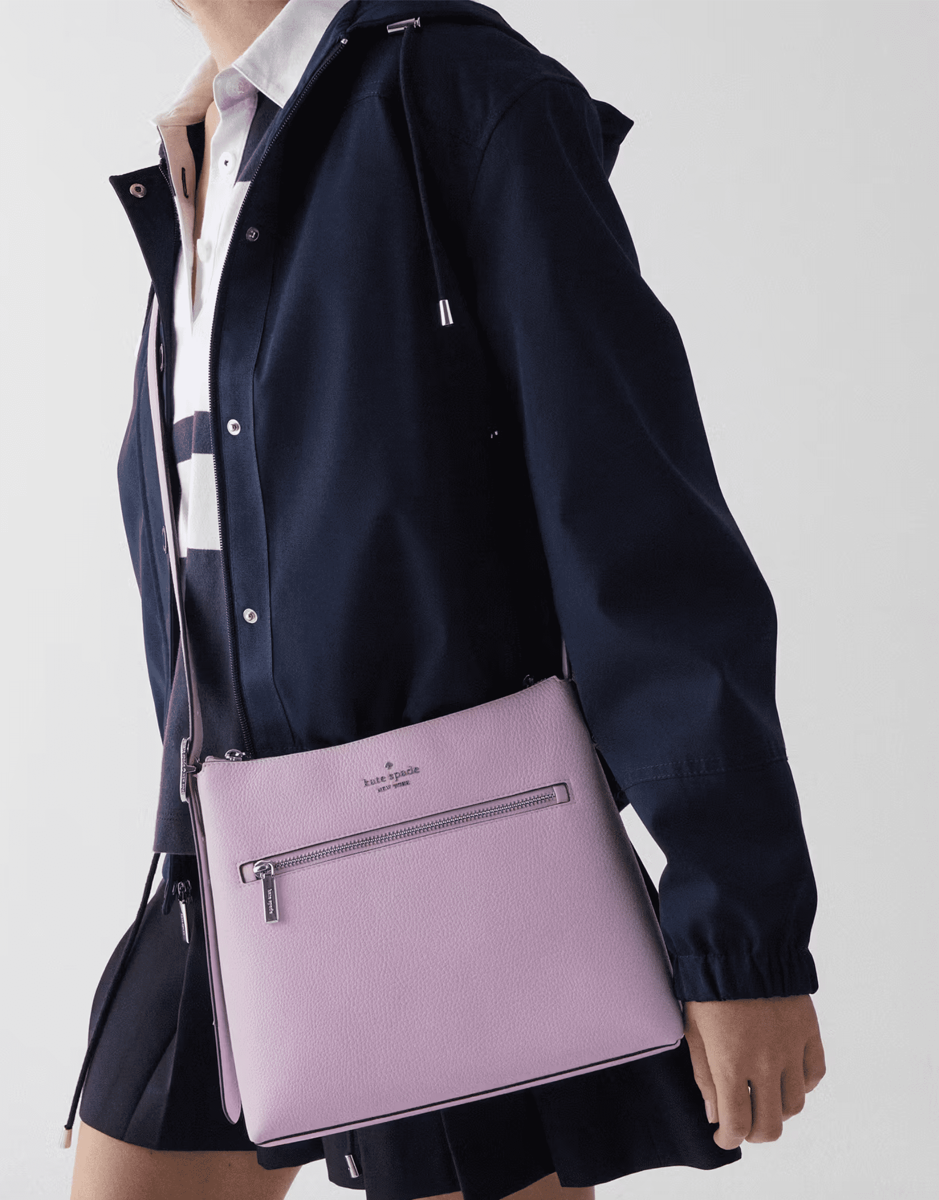 Kate Spade New York 454 Large Swingpack Buckle Crossbody Bag KM715 – Pebbled Leather Designer Purse with Zip Closure & Adjustable Strap, Fits Large iPad